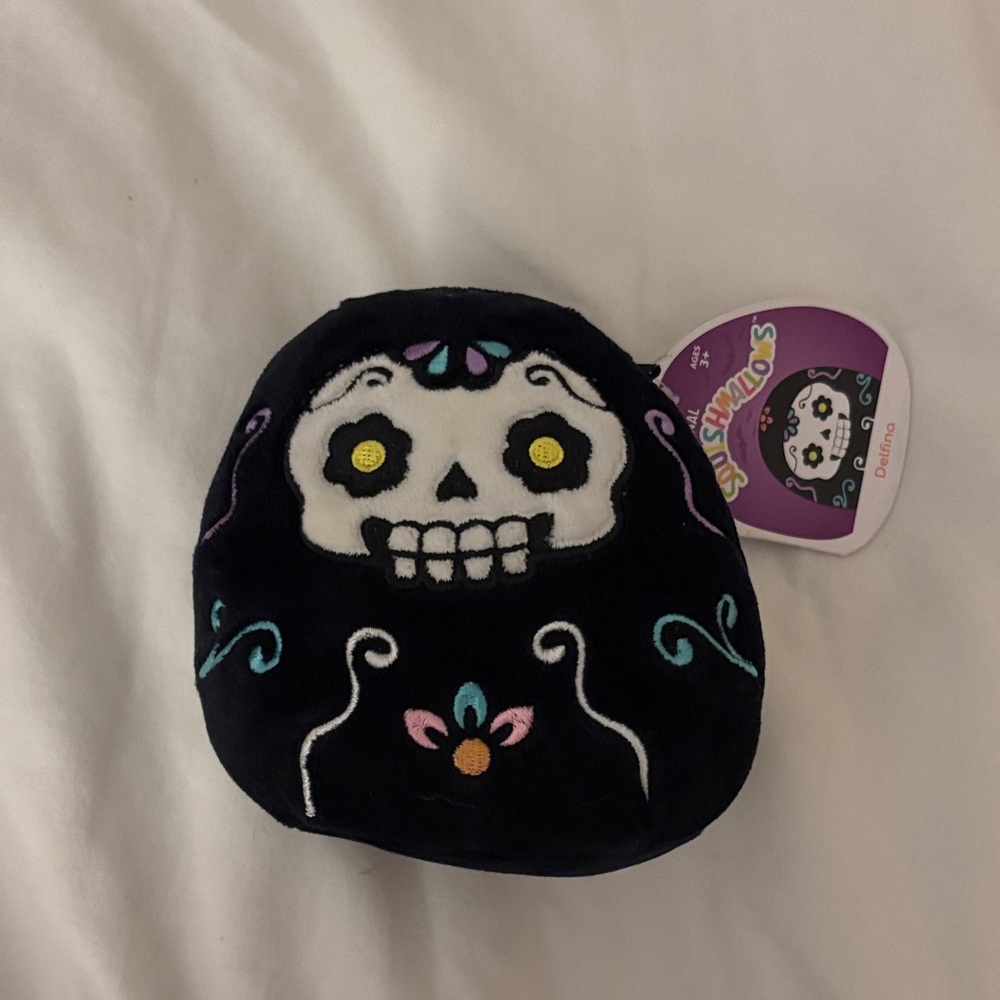 Squishmallows Delfina Black and White Skull